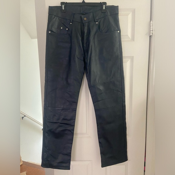 Men’s Navy Leather Pants 38 - Picture 1 of 2